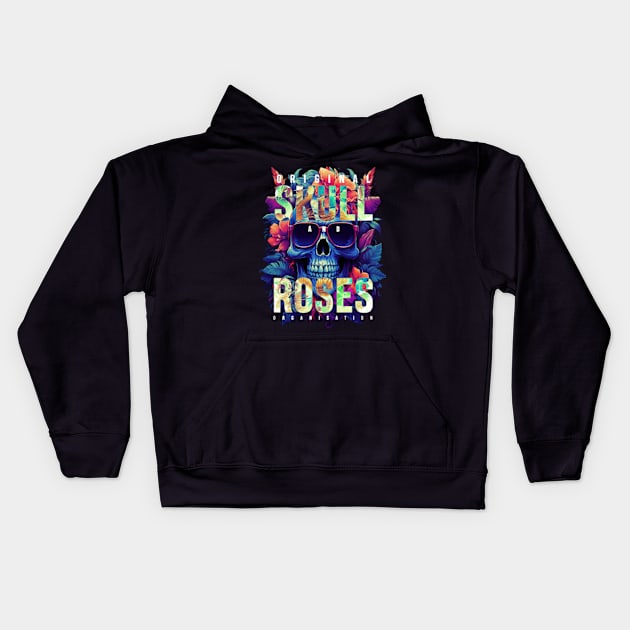 Skull and Roses Kids Hoodie by SAN ART STUDIO 